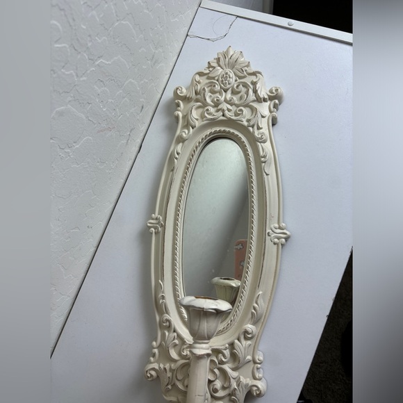 Vintage Home Interiors Victorian Oval Wall Mirror Aged sconce - Picture 3 of 9